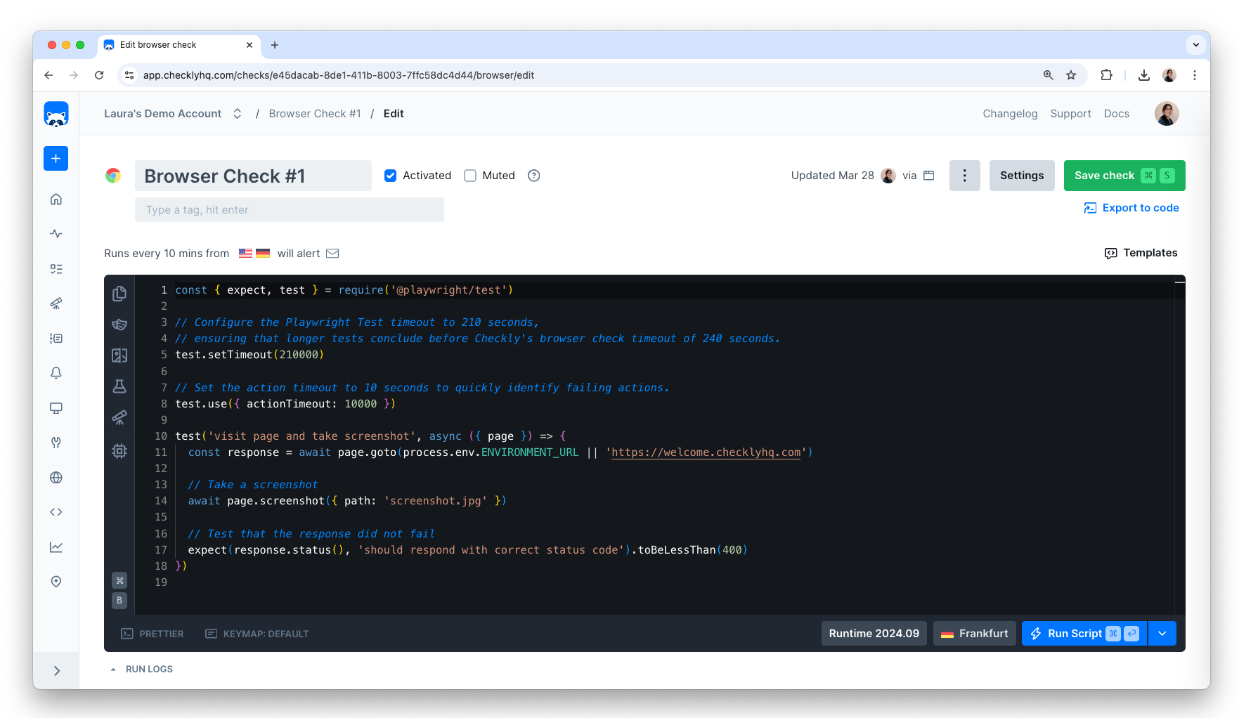 Browser check edit page